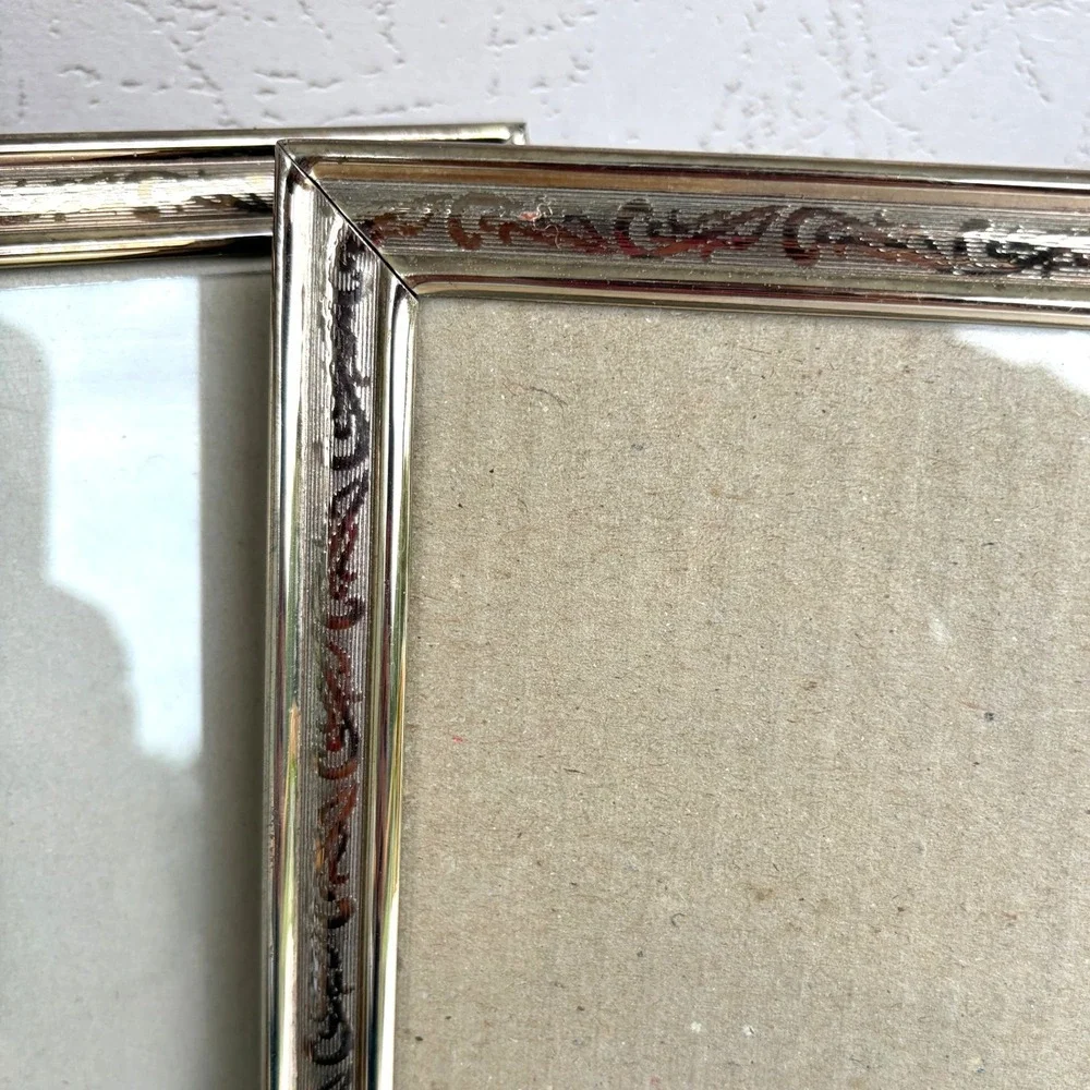 Vintage Gold Metal 8x10 Picture Frames Set of 2 Embossed Scroll Made in Korea